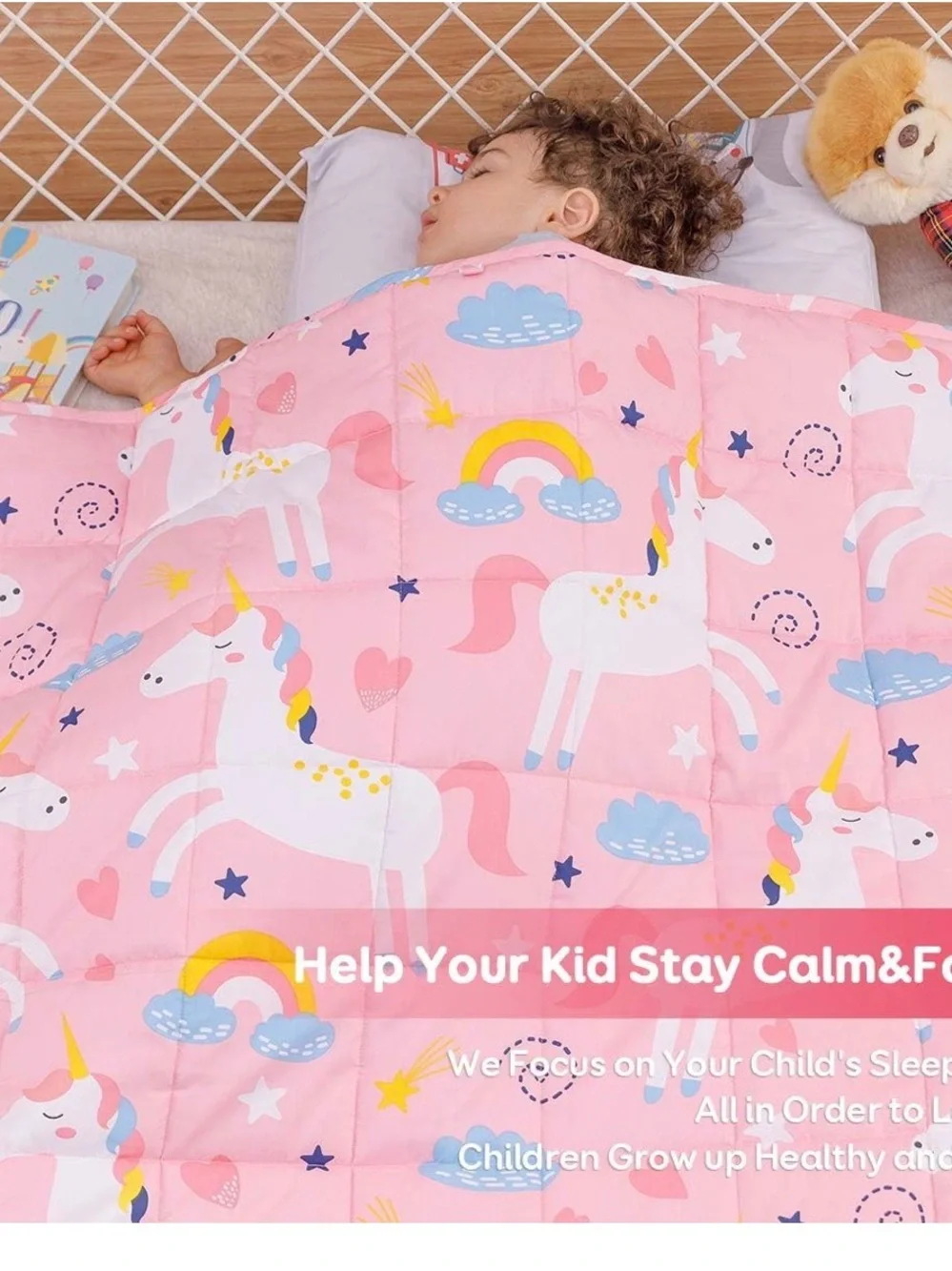 Soft Pink Unicorn & Rainbow Kids Comforter - Baby Bedding nwot